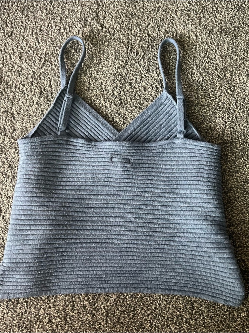 aerie Ribbed Wrap-Front Cami Top - Light Blue - Picture 3 of 5